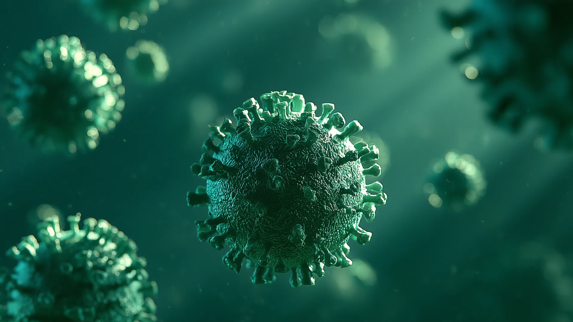 Virus particles floating in the air