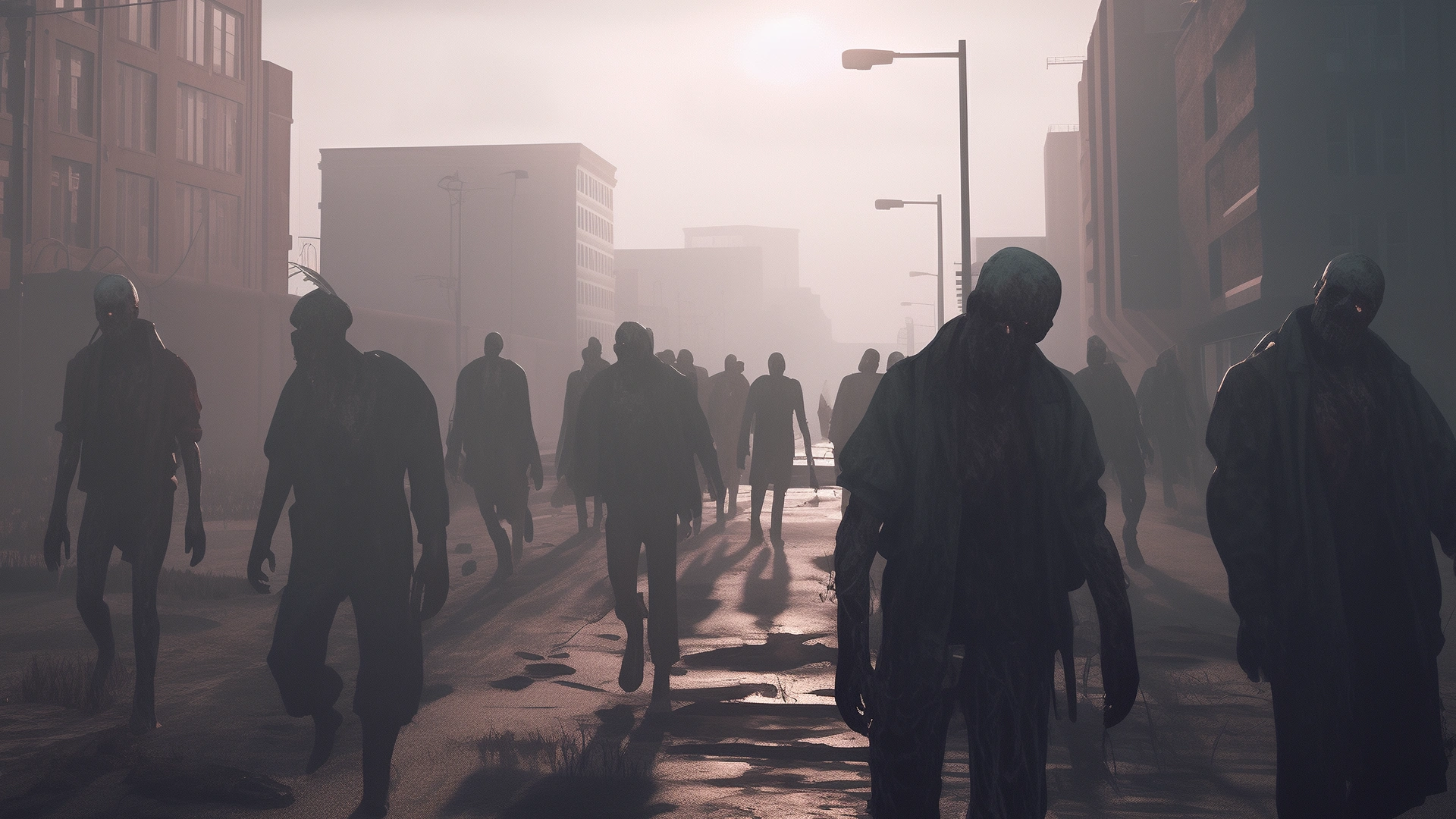 Zombies walking in the street